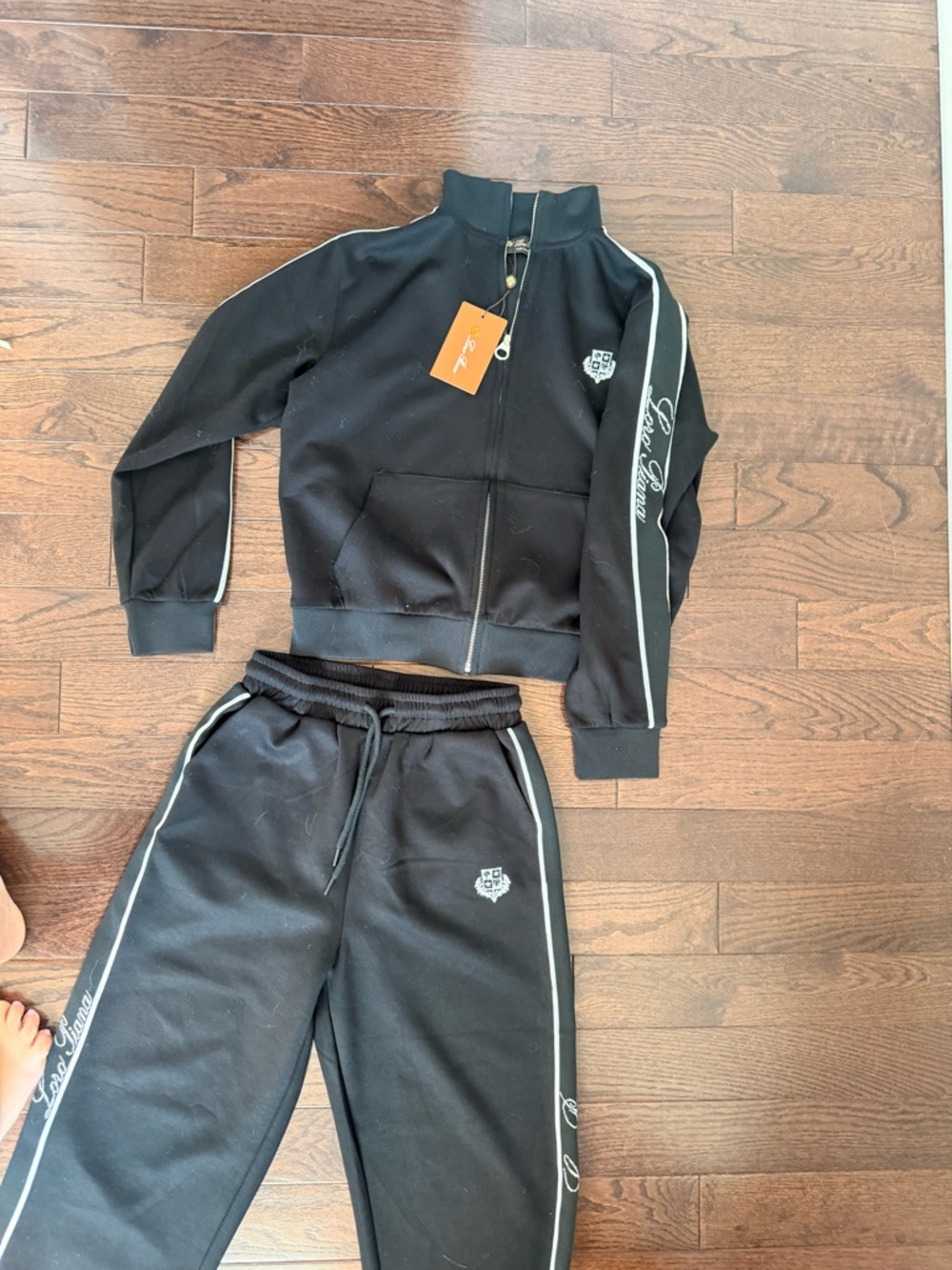 Loro Piana Black  Sweatpants with White Side Trim
